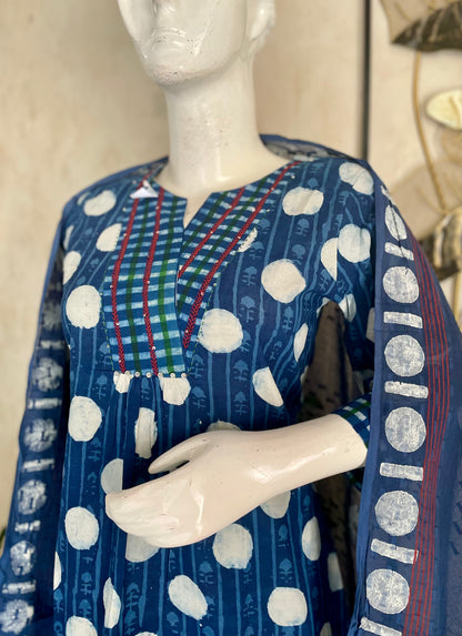 Indigo Polka – Pure Cotton Kurta Set