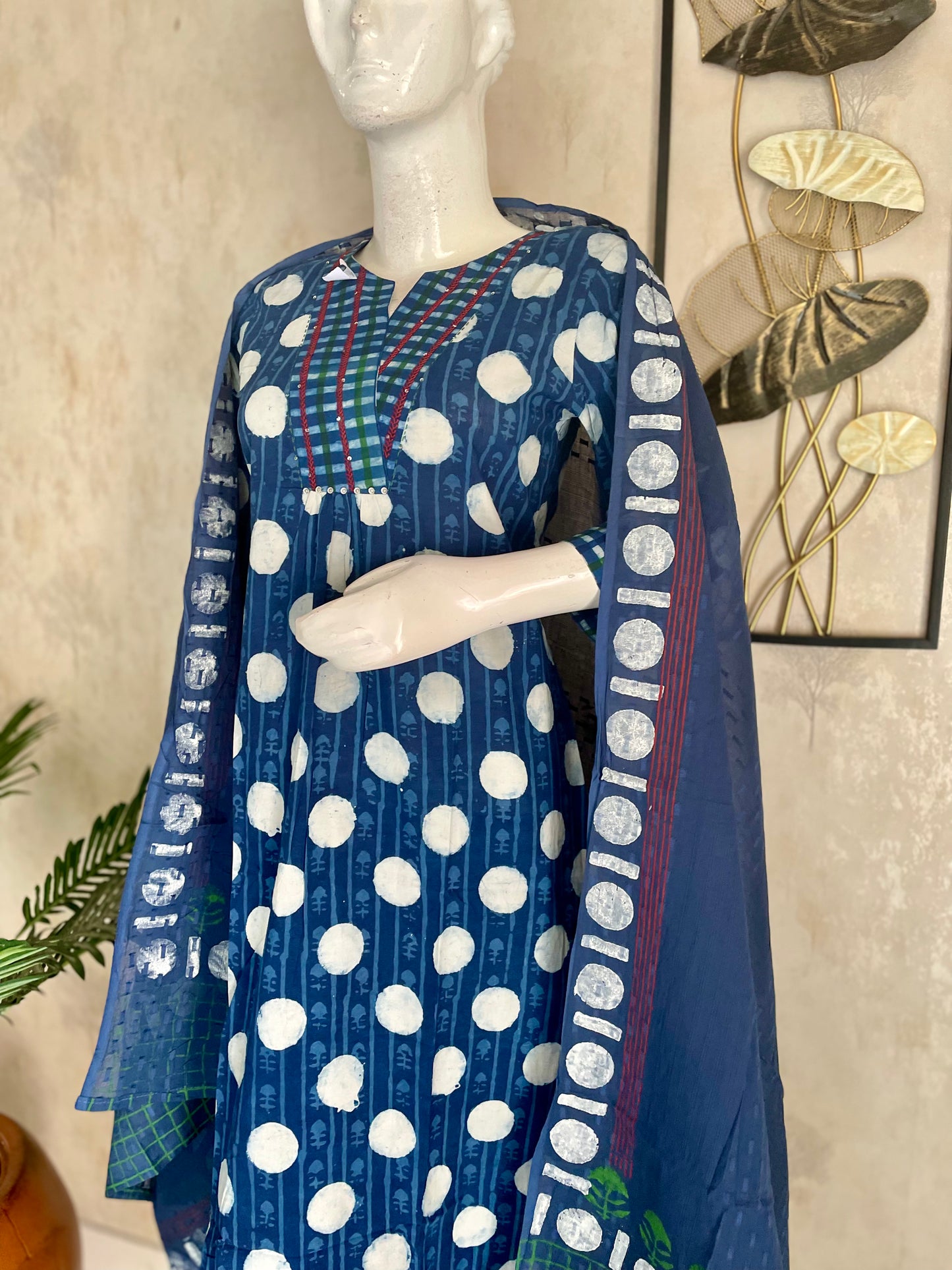 Indigo Polka – Pure Cotton Kurta Set