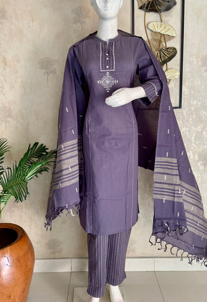 Mauve Whisper – Pure Handloom Cotton Kurta