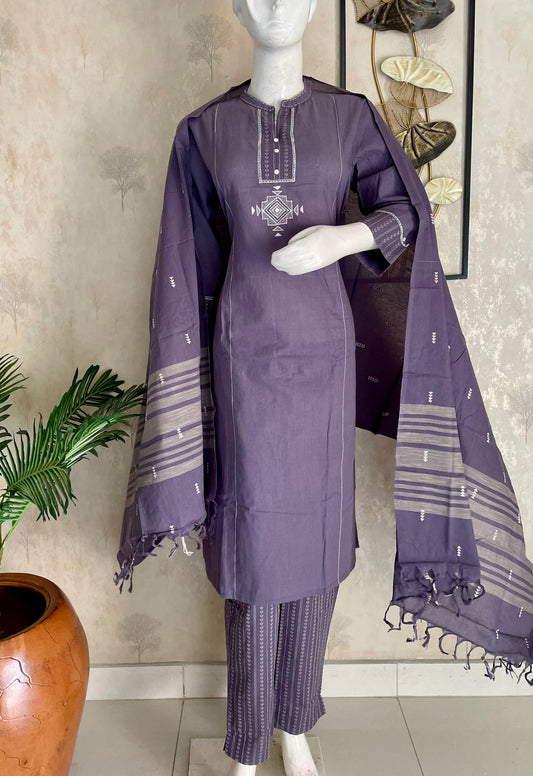 Mauve Whisper – Pure Handloom Cotton Kurta