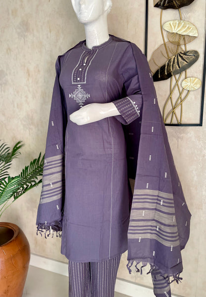 Mauve Whisper – Pure Handloom Cotton Kurta
