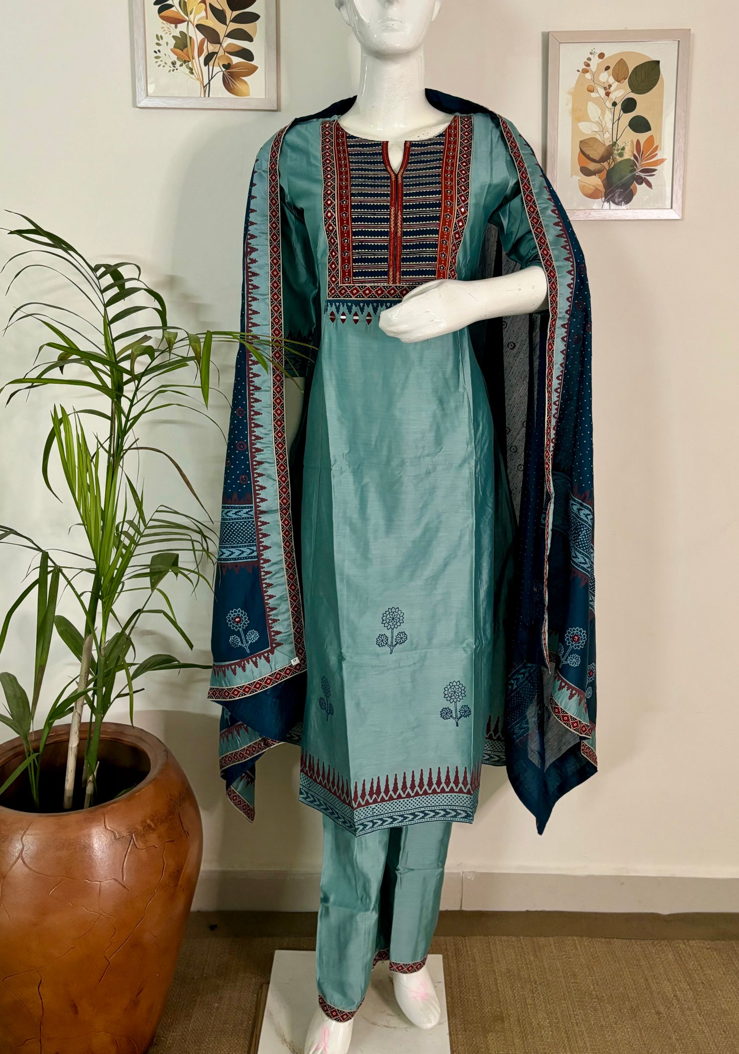 Aqua Bliss A-Line Kurta Set