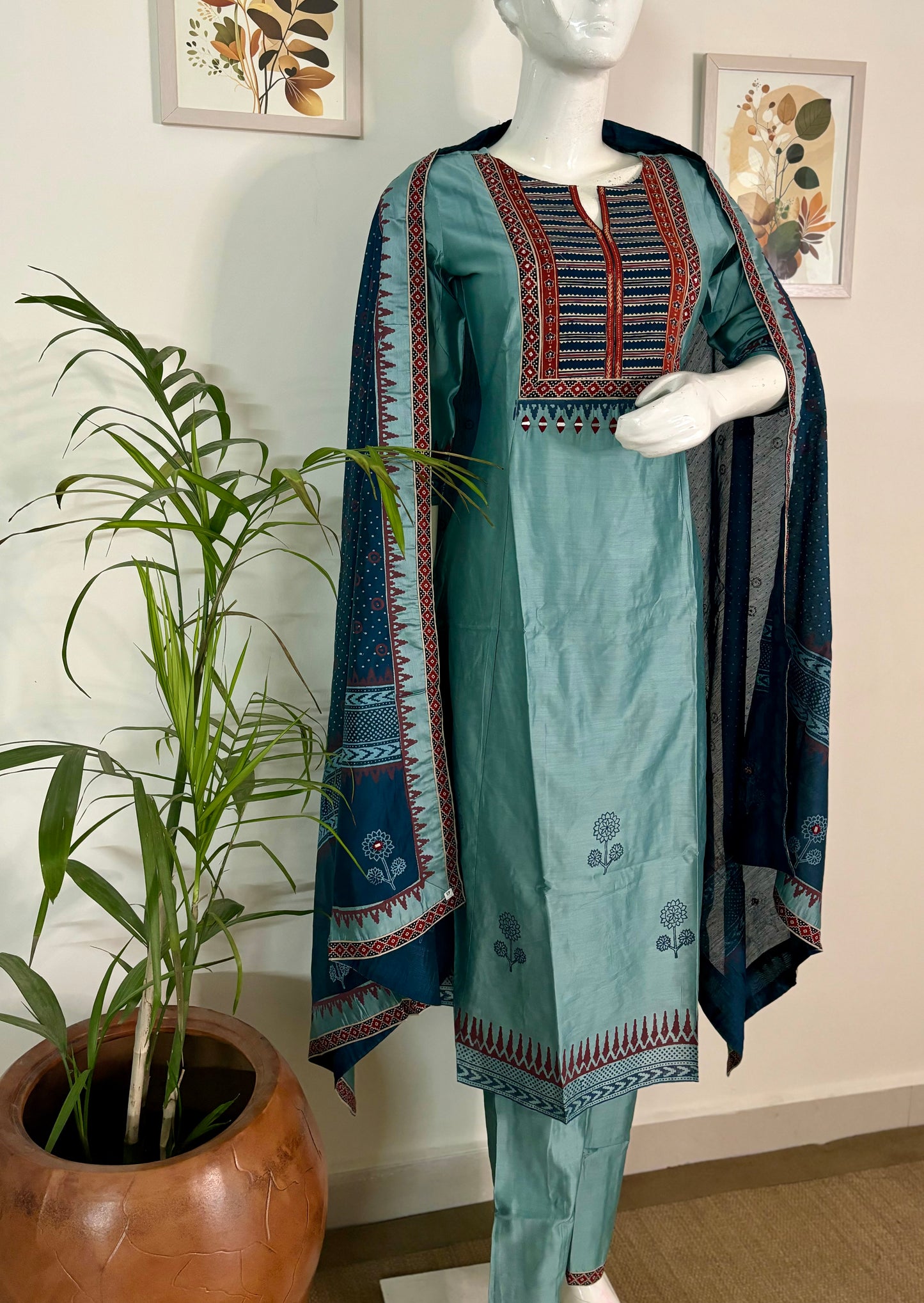 Aqua Bliss A-Line Kurta Set