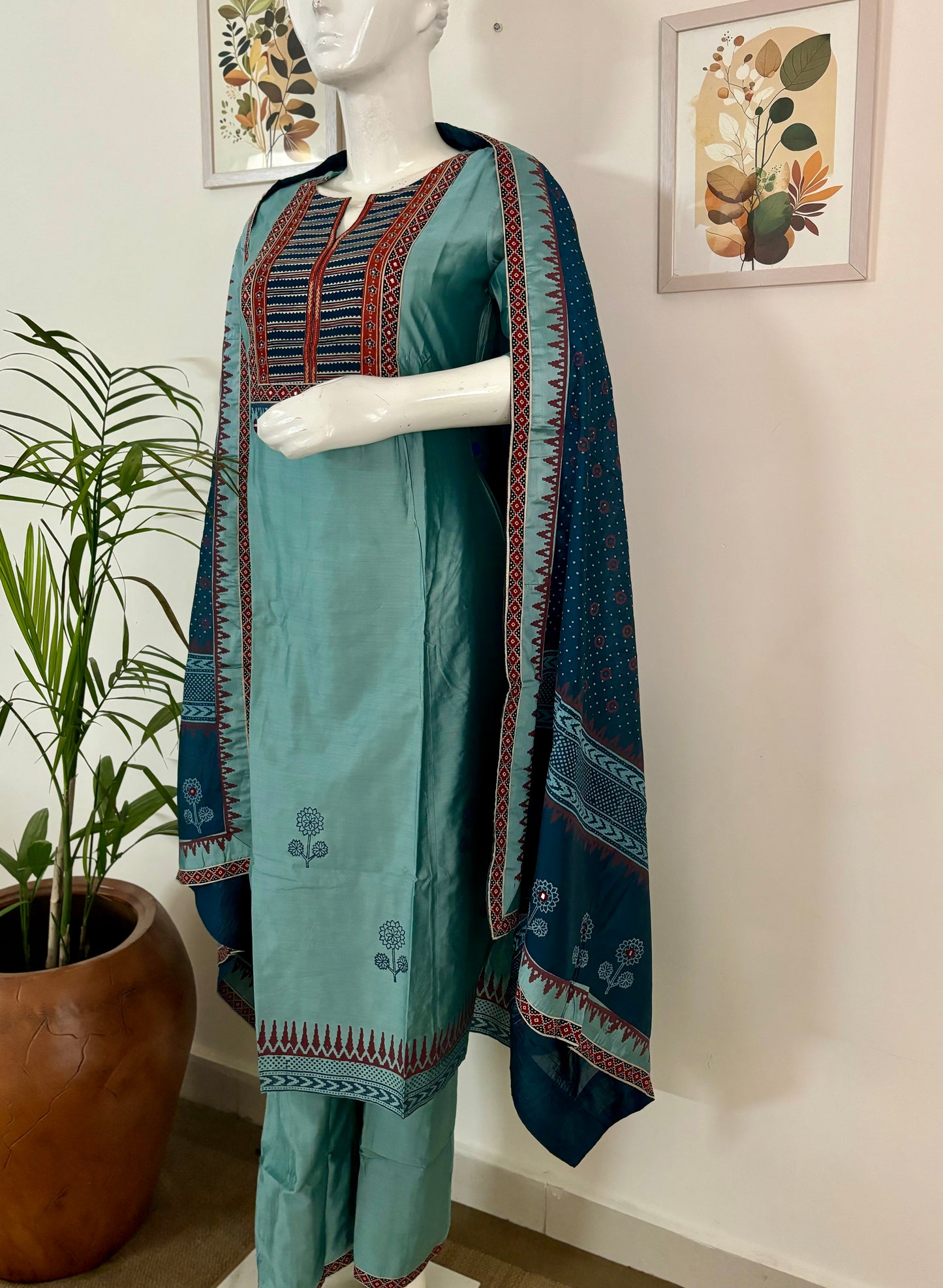 Aqua Bliss A-Line Kurta Set