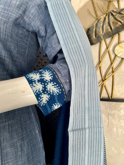 Indigo Dabu Grace – Handloom Cotton Handblock Kurta Set
