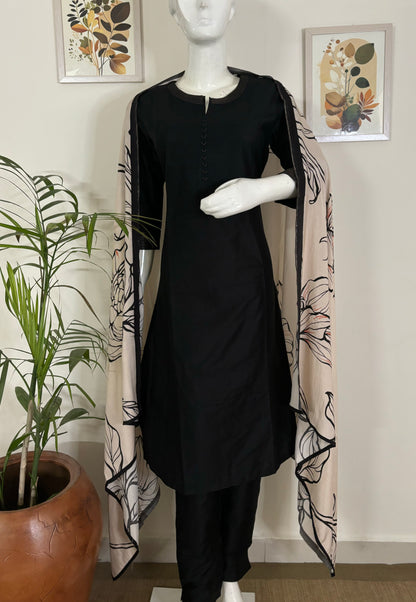 Black Elegance: A-Line Kurta Set