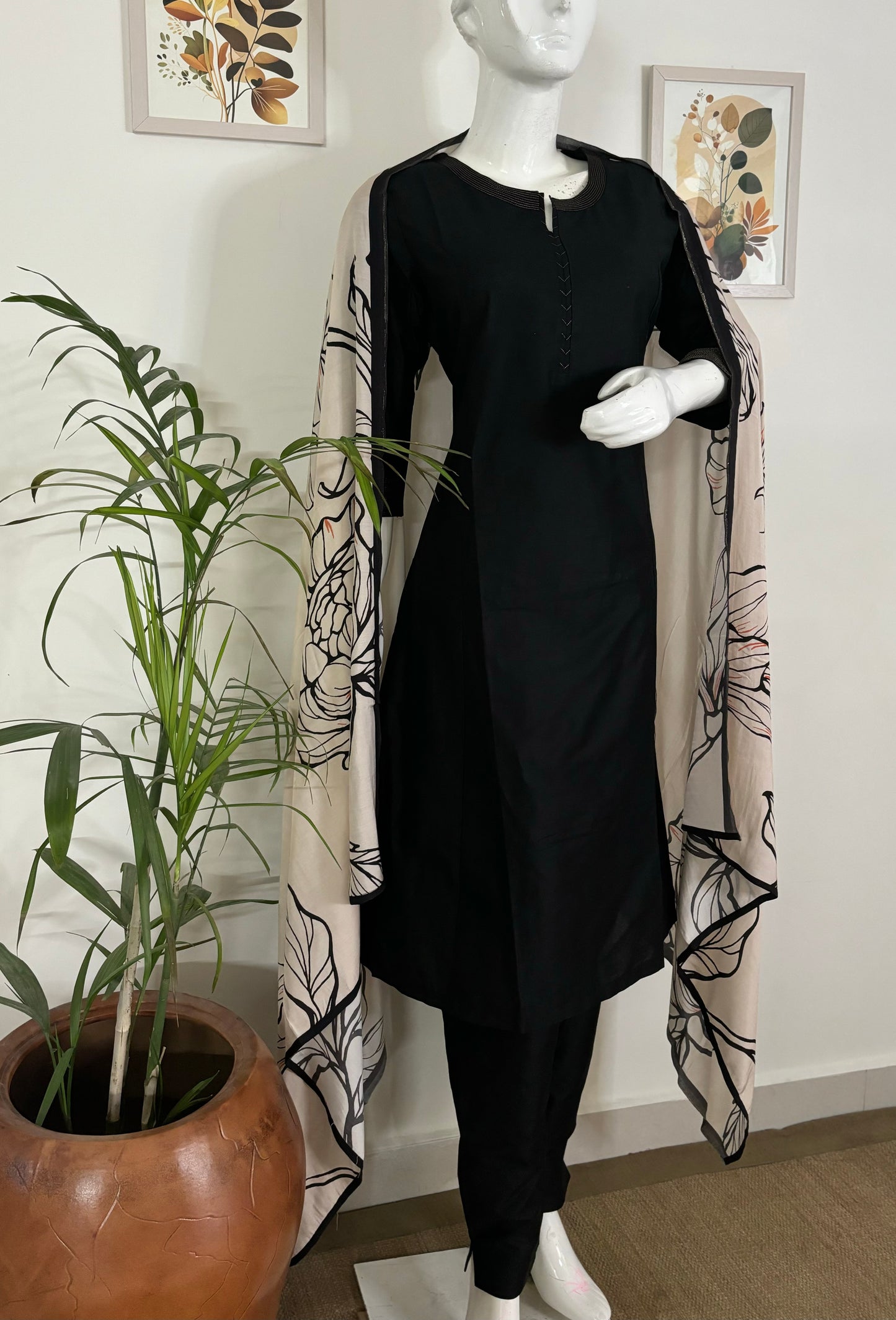 Black Elegance: A-Line Kurta Set