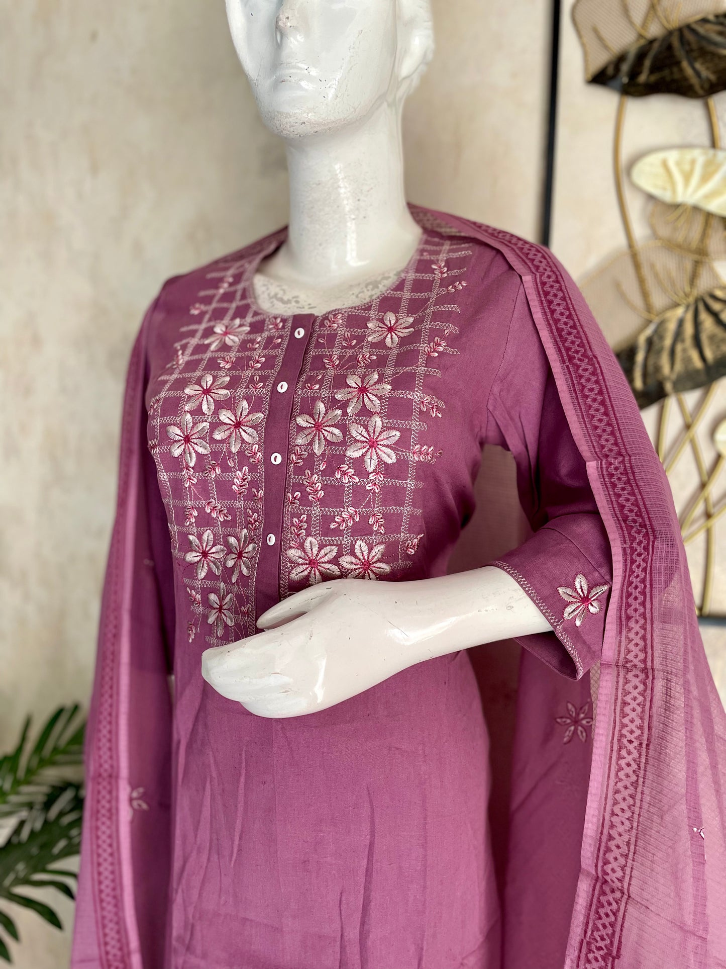 Lavender Silver Grace – Handloom Cotton Kurta Set