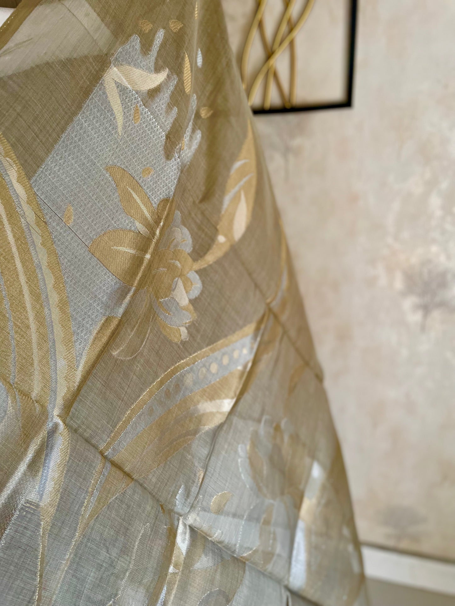 Golden Glow – Pure Banarasi Mul Chanderi A-Line Kurta Set