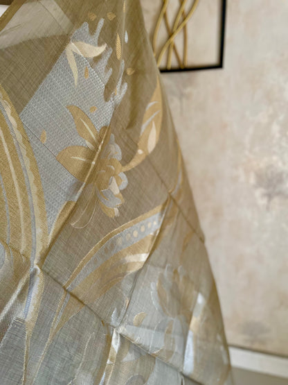 Golden Glow – Pure Banarasi Mul Chanderi A-Line Kurta Set