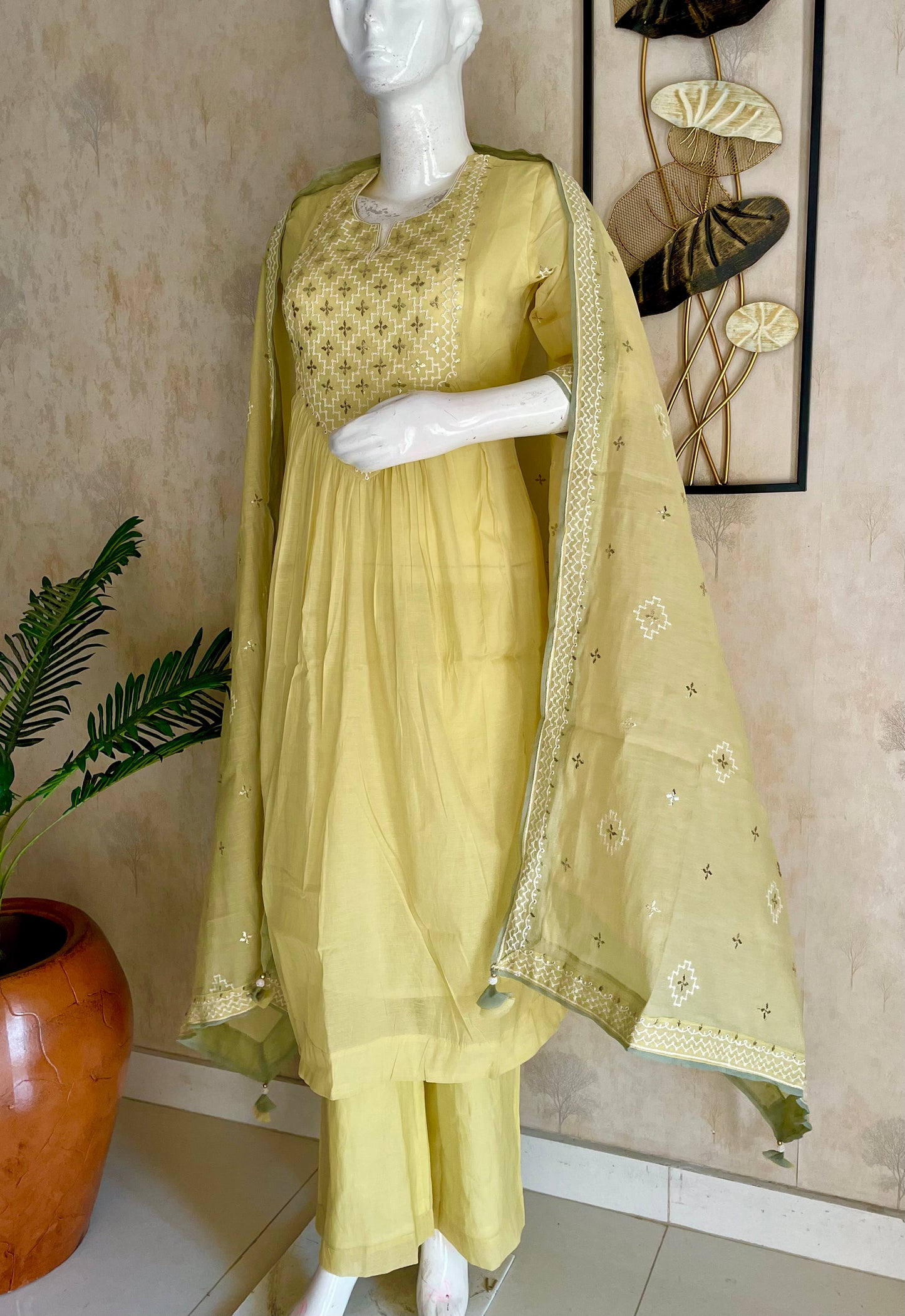 Lemon Pita Grace – Pure Banarasi Mul Chanderi Kurta Set