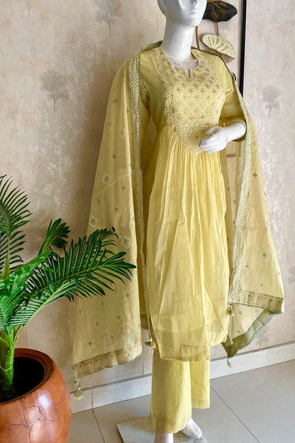 Lemon Pita Grace – Pure Banarasi Mul Chanderi Kurta Set