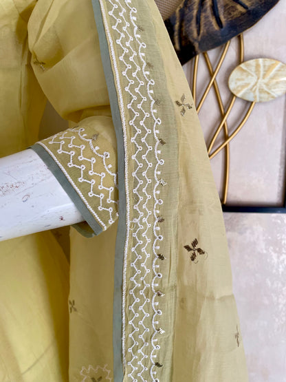Lemon Pita Grace – Pure Banarasi Mul Chanderi Kurta Set