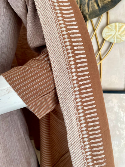 Brown Earth – Handloom Cotton A-Line Kurta Set