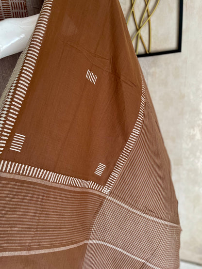 Brown Earth – Handloom Cotton A-Line Kurta Set