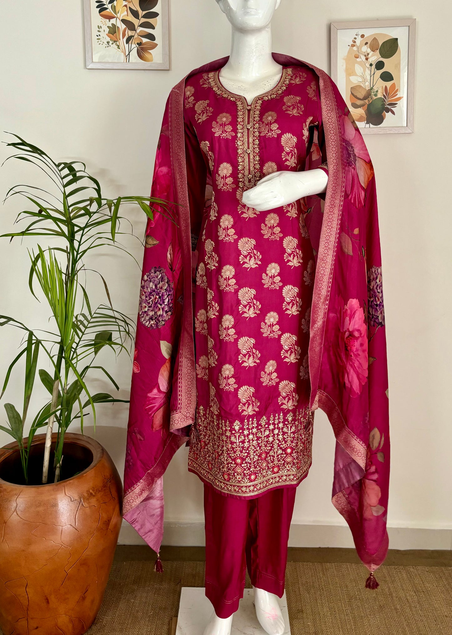 Pink Opulence: Banarasi Silk Kurta Set