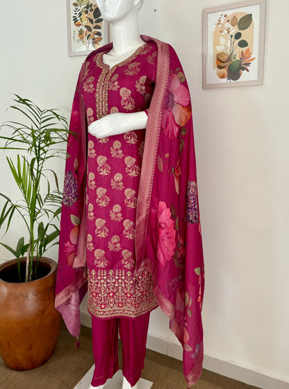 Pink Opulence: Banarasi Silk Kurta Set