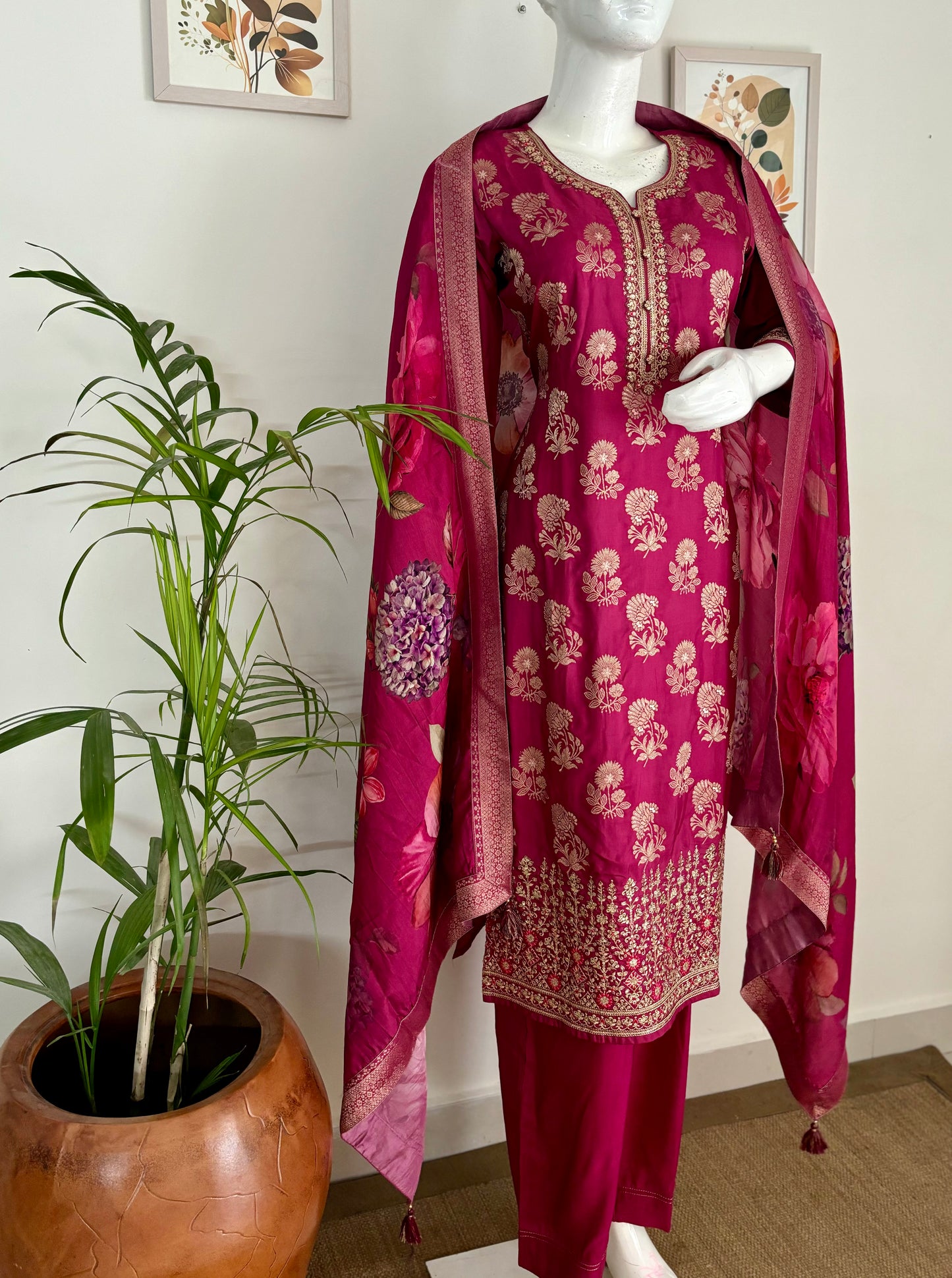 Pink Opulence: Banarasi Silk Kurta Set