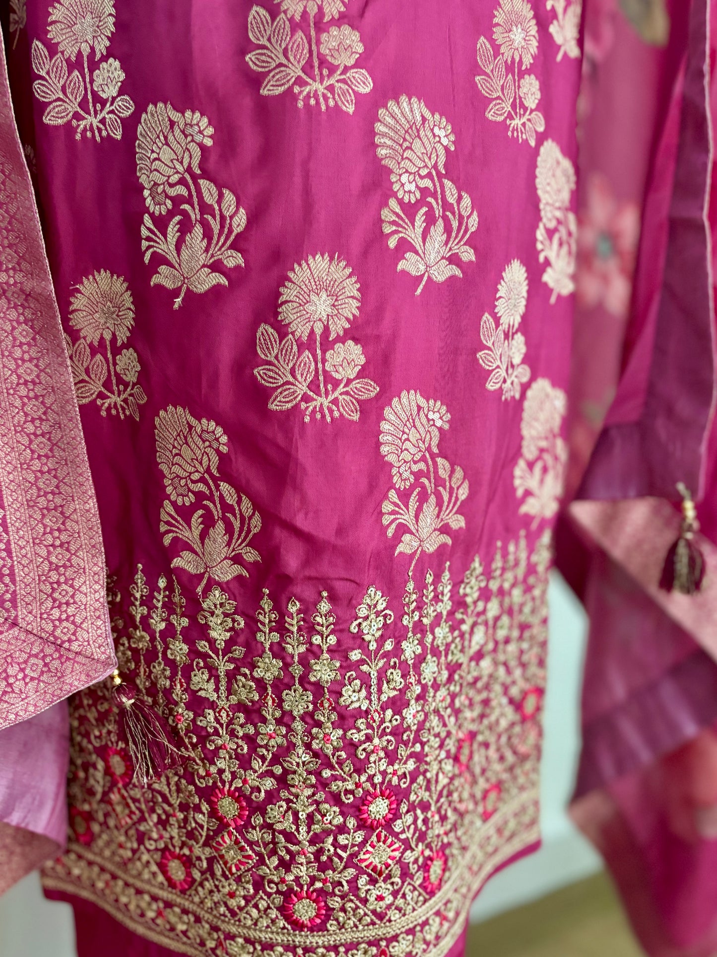 Pink Opulence: Banarasi Silk Kurta Set