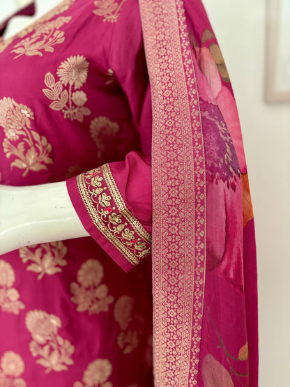 Pink Opulence: Banarasi Silk Kurta Set