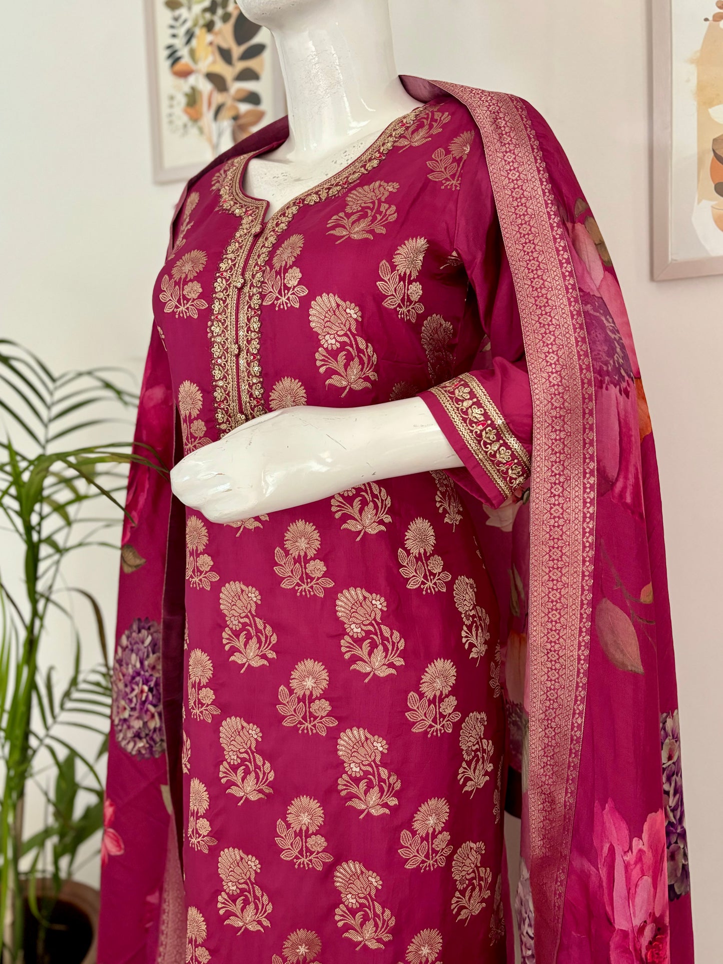 Pink Opulence: Banarasi Silk Kurta Set