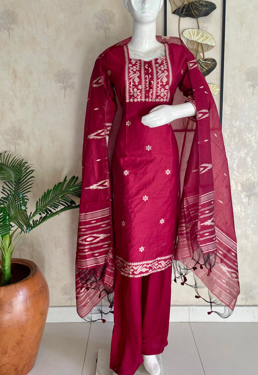 Rose & Ivory – Cotton Silk Jamdani Kurta Set