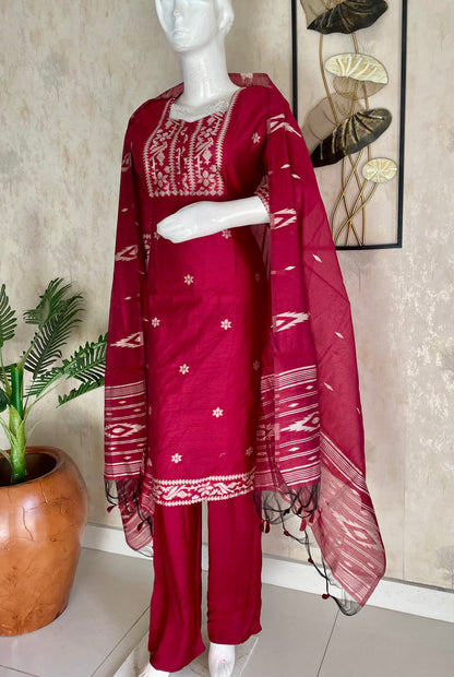 Rose & Ivory – Cotton Silk Jamdani Kurta Set