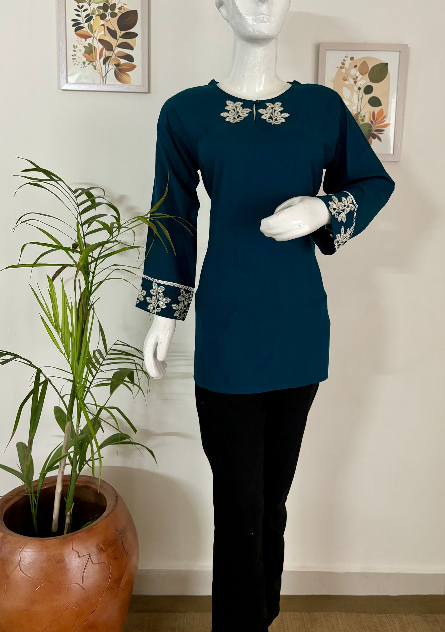 Teel Blue Bliss: Short Cotton Kurti