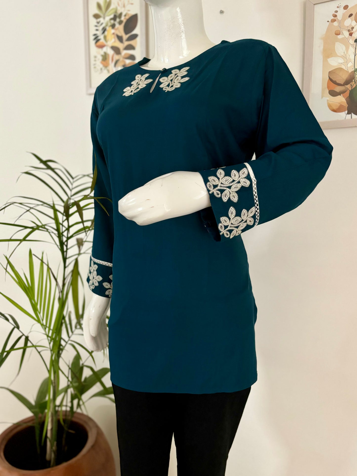 Teel Blue Bliss: Short Cotton Kurti