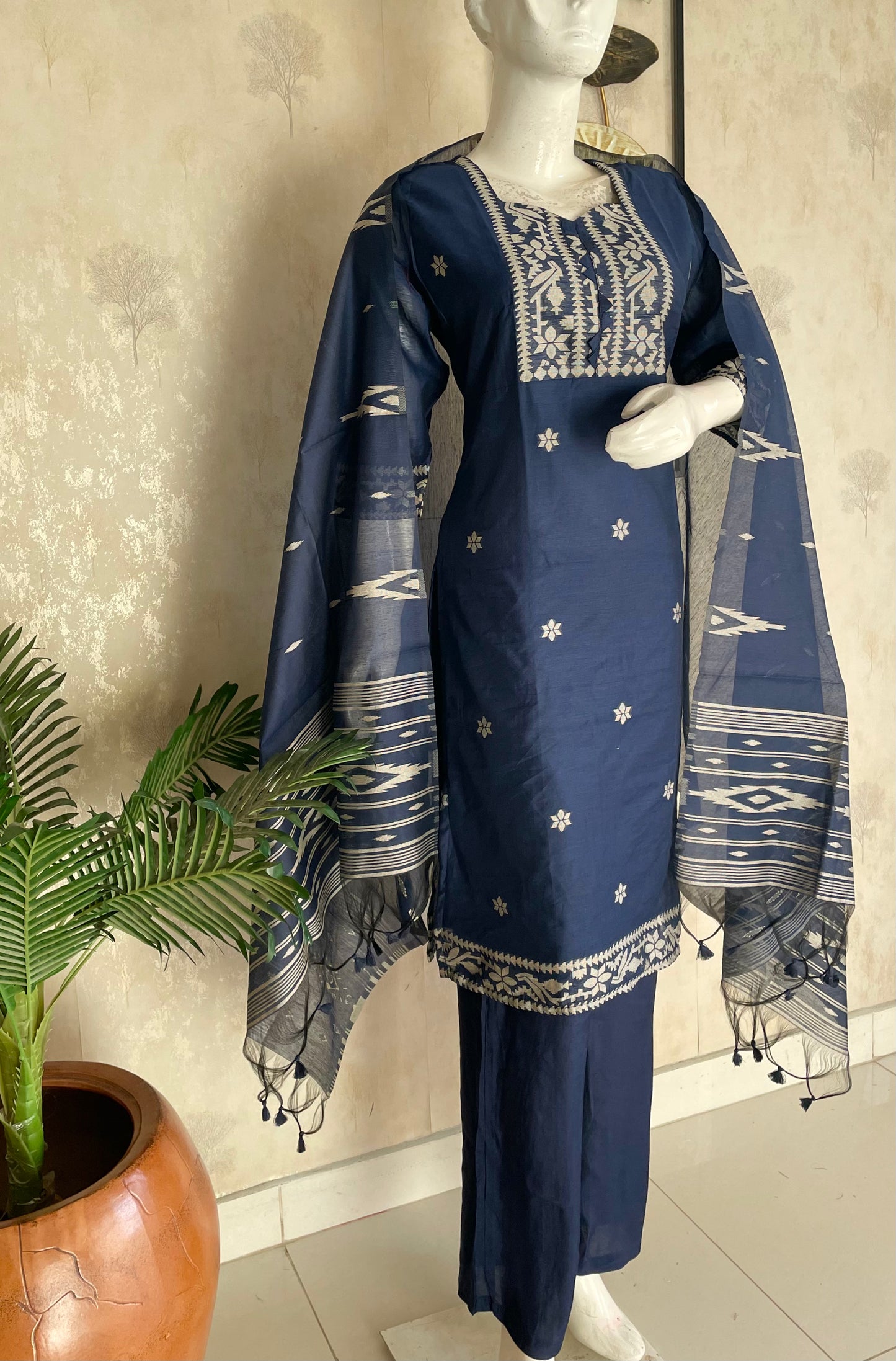 Royal Navy – Cotton Silk Jamdani Kurta Set