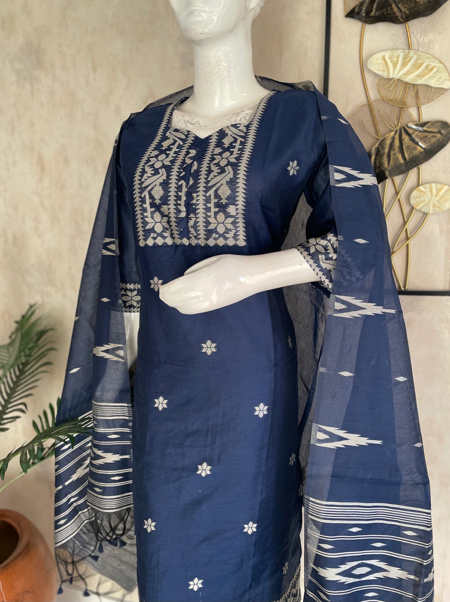 Royal Navy – Cotton Silk Jamdani Kurta Set