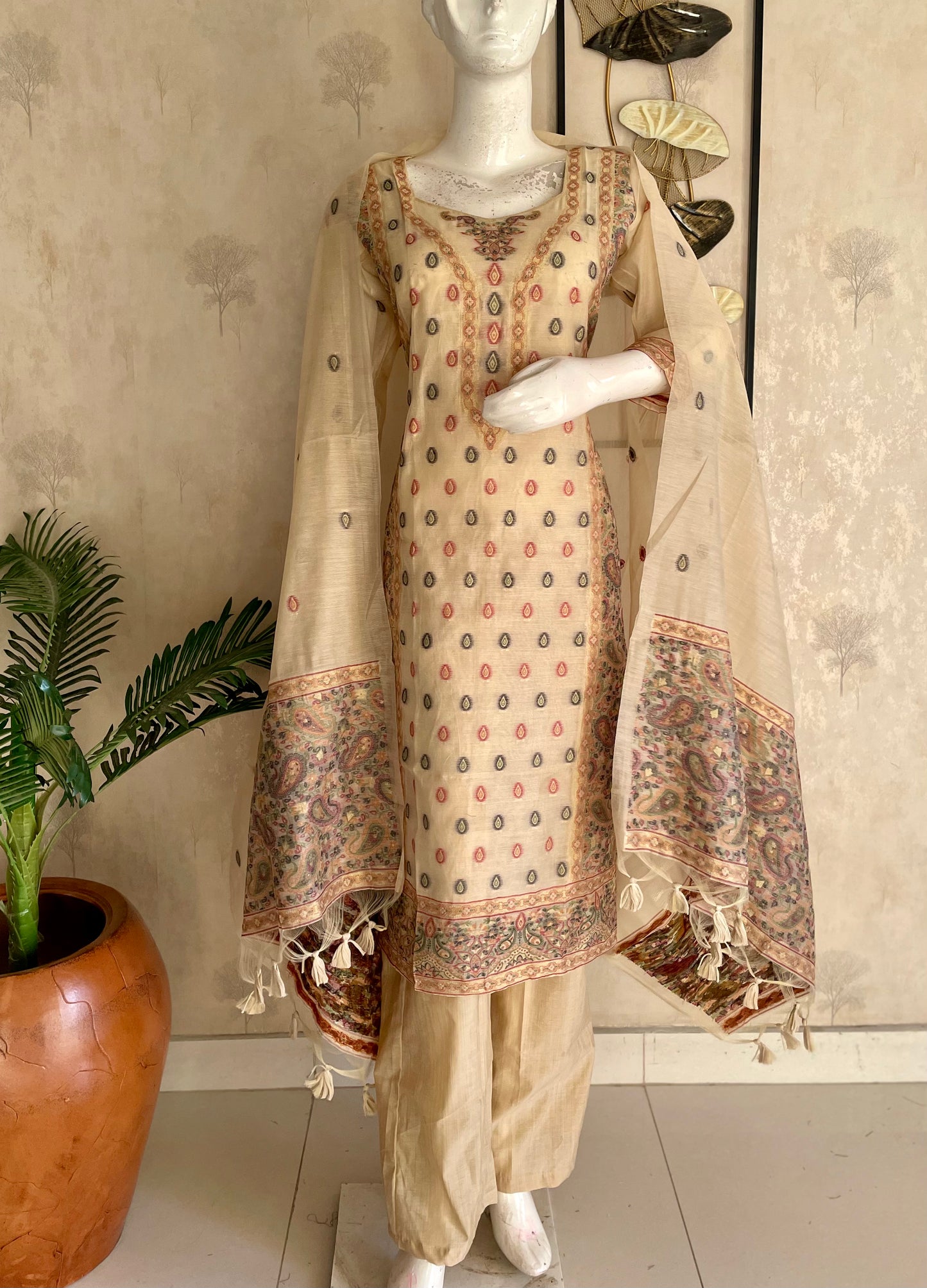 Champagne Grace – Moonga Cotton Jamdani Kurta Set