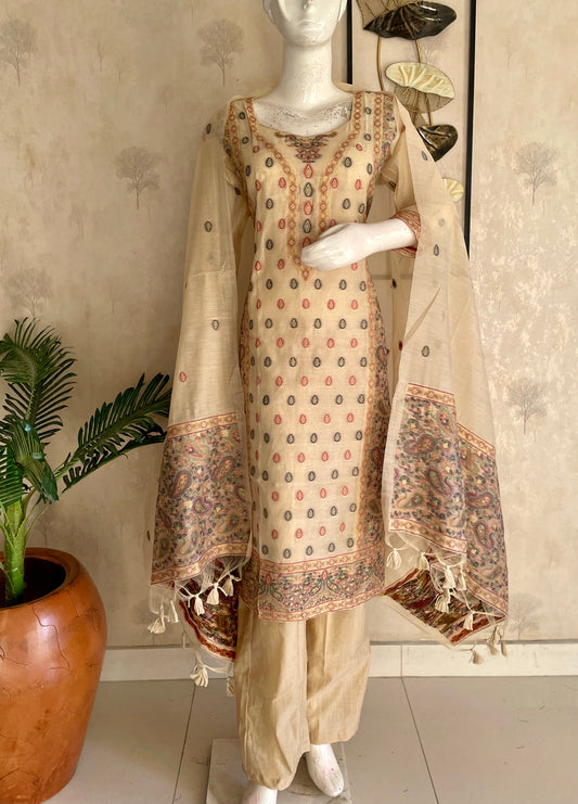 Champagne Grace – Moonga Cotton Jamdani Kurta Set