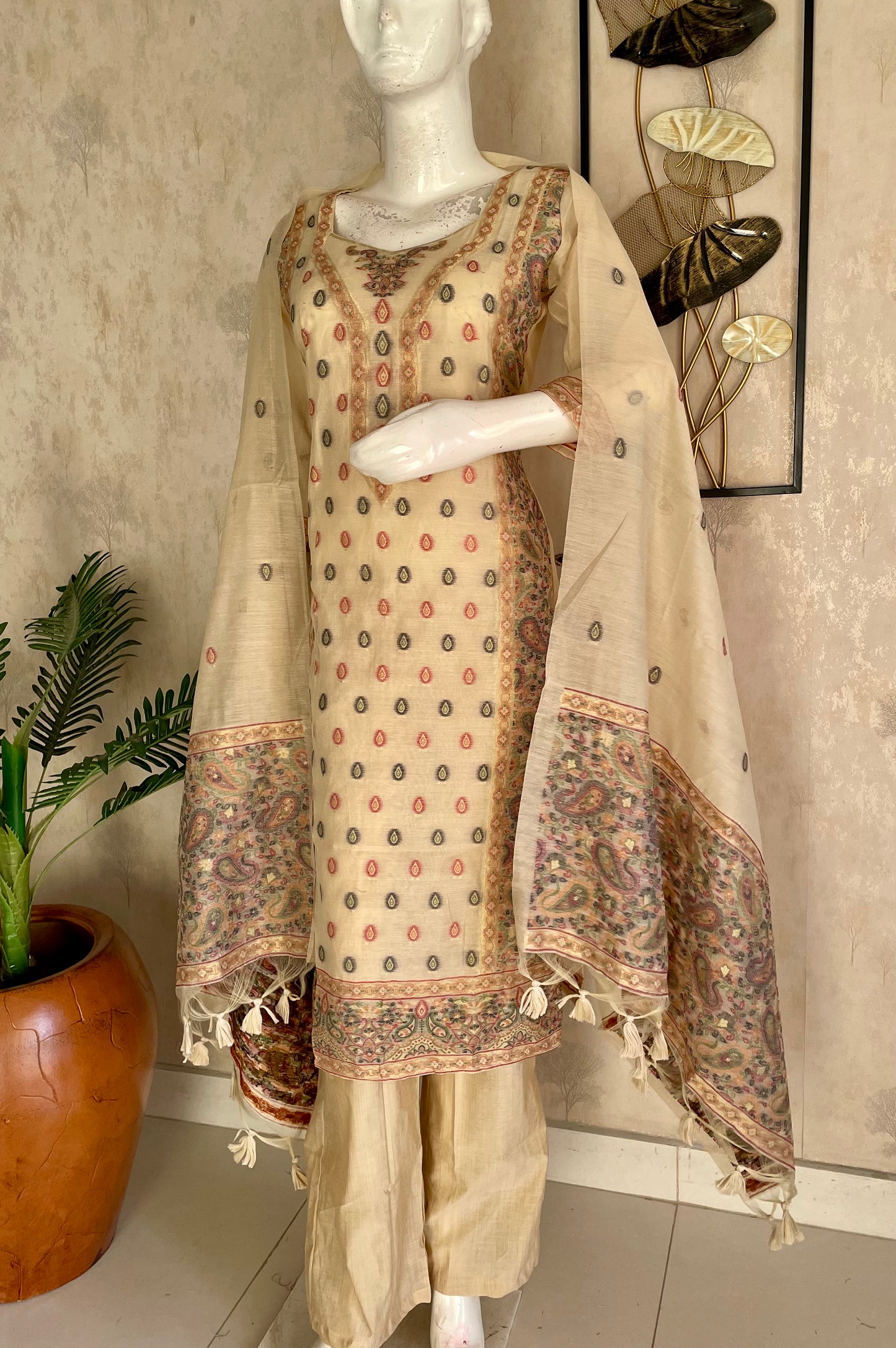 Champagne Grace – Moonga Cotton Jamdani Kurta Set