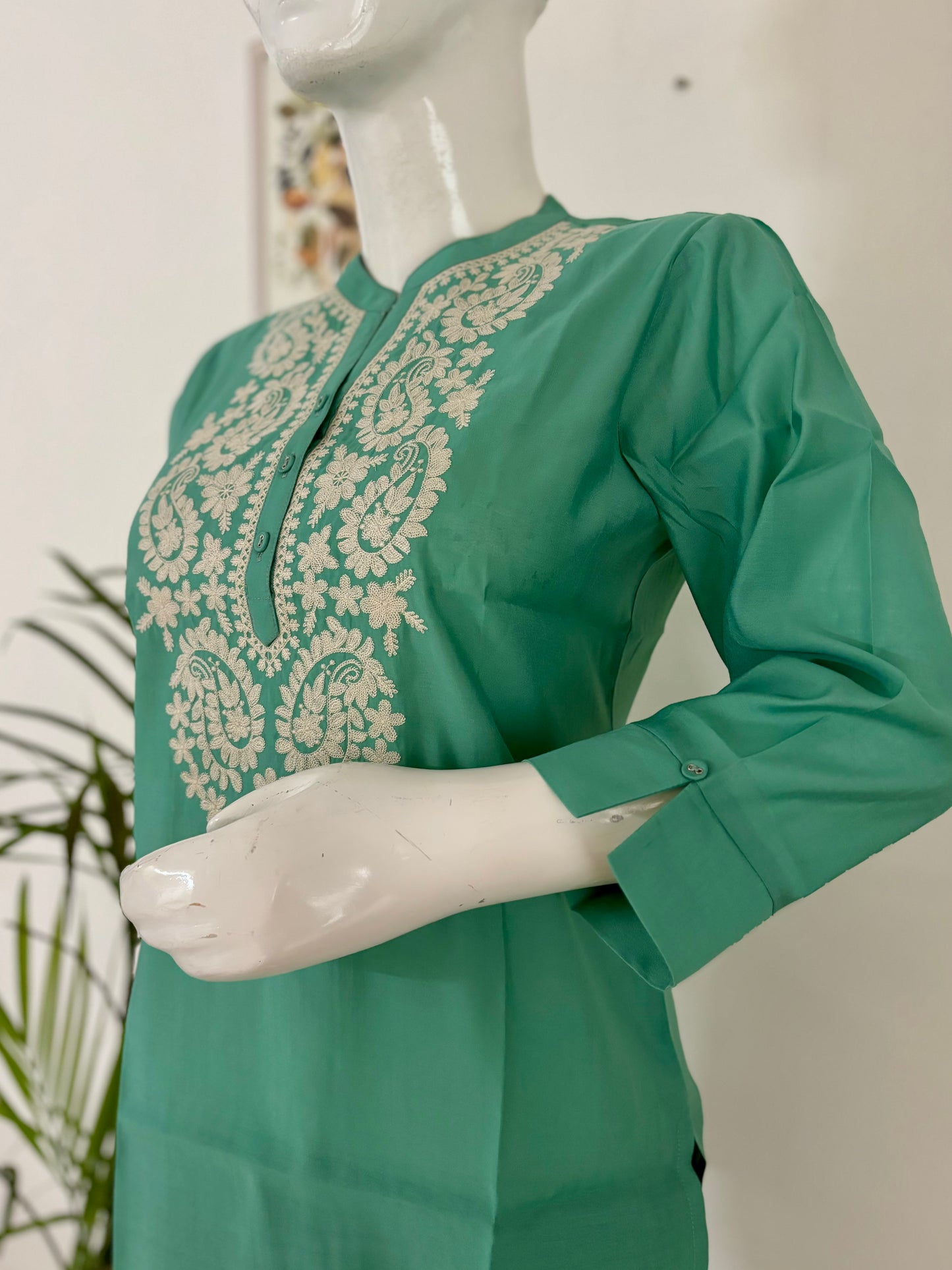 Pastel Green Perfection : Silk Short Kurti