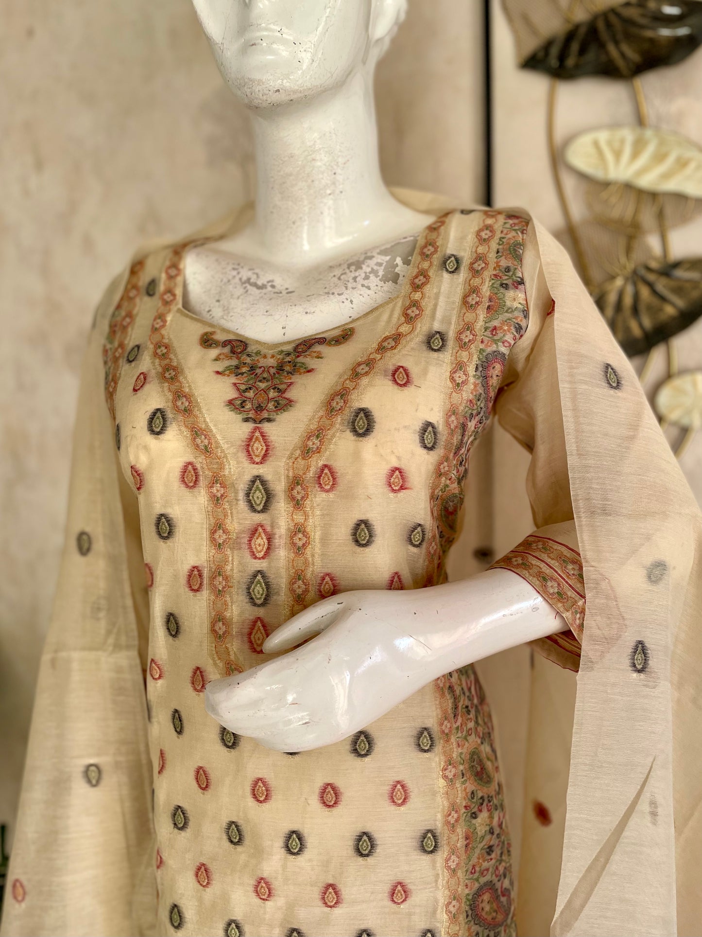 Champagne Grace – Moonga Cotton Jamdani Kurta Set