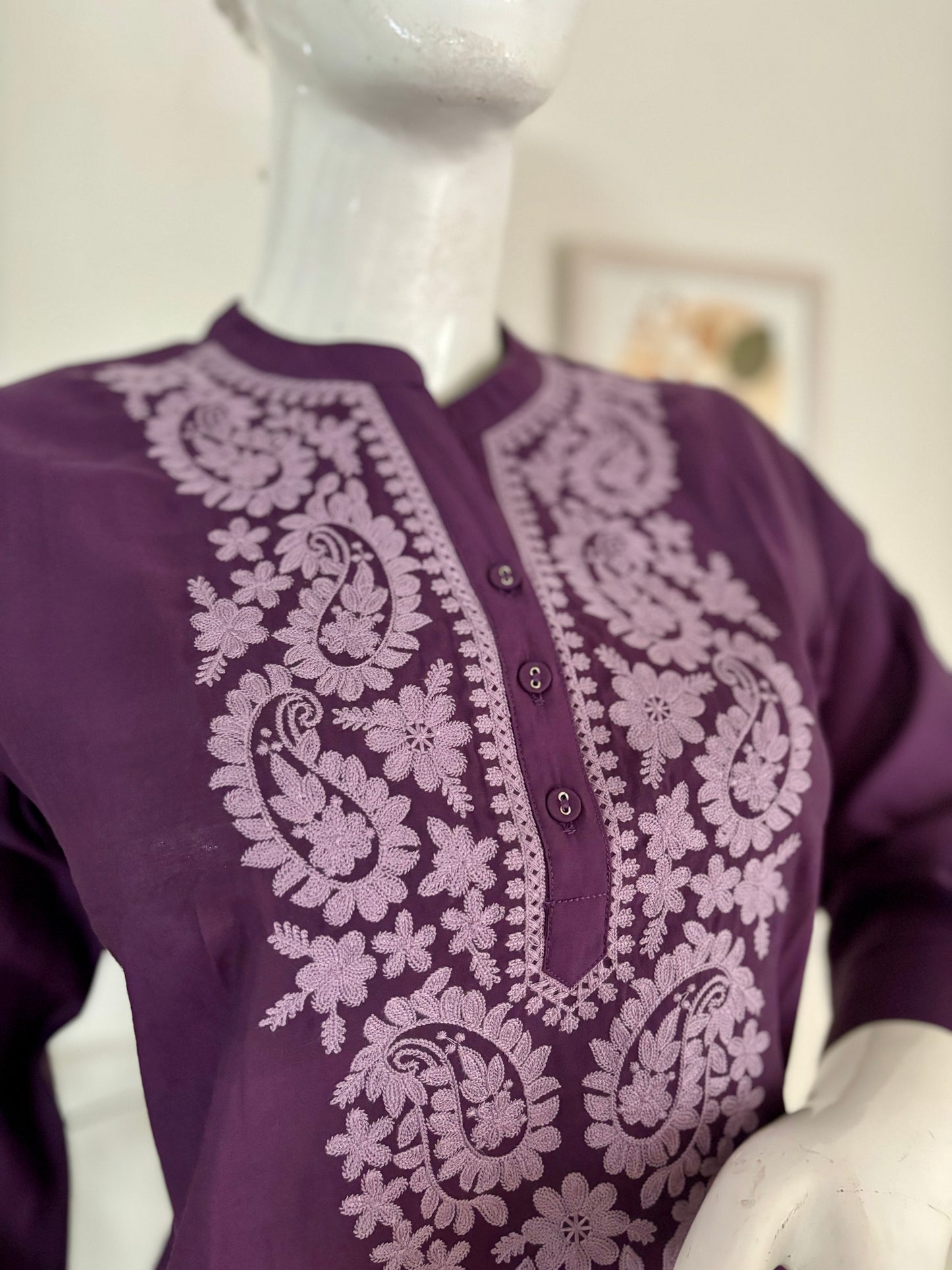 Purple Reign: Silk Short Kurti