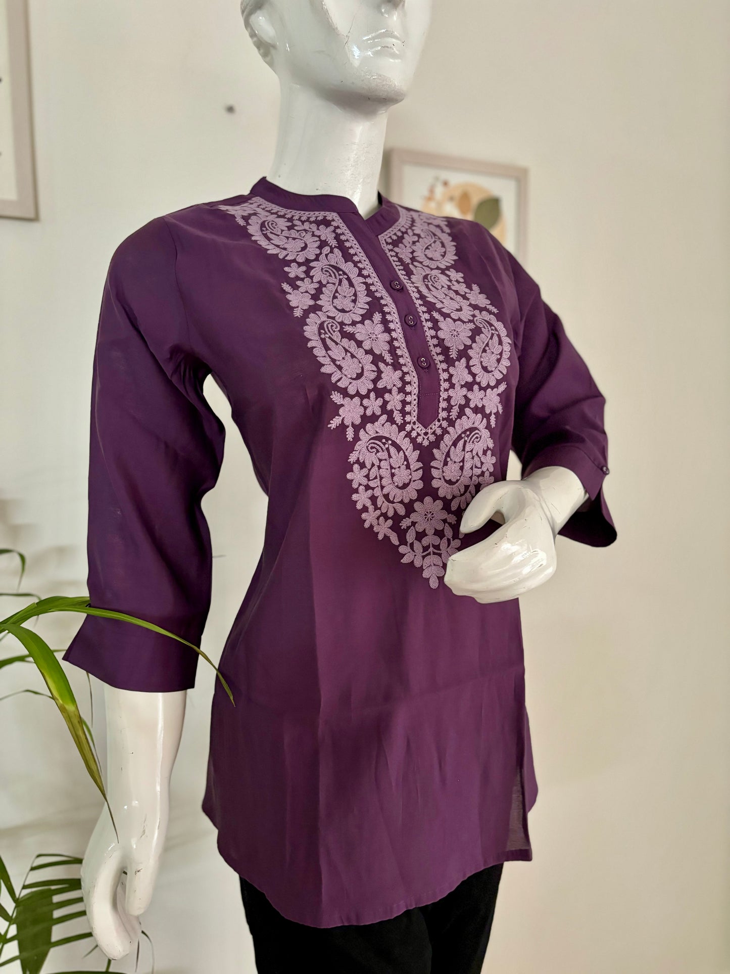 Purple Reign: Silk Short Kurti