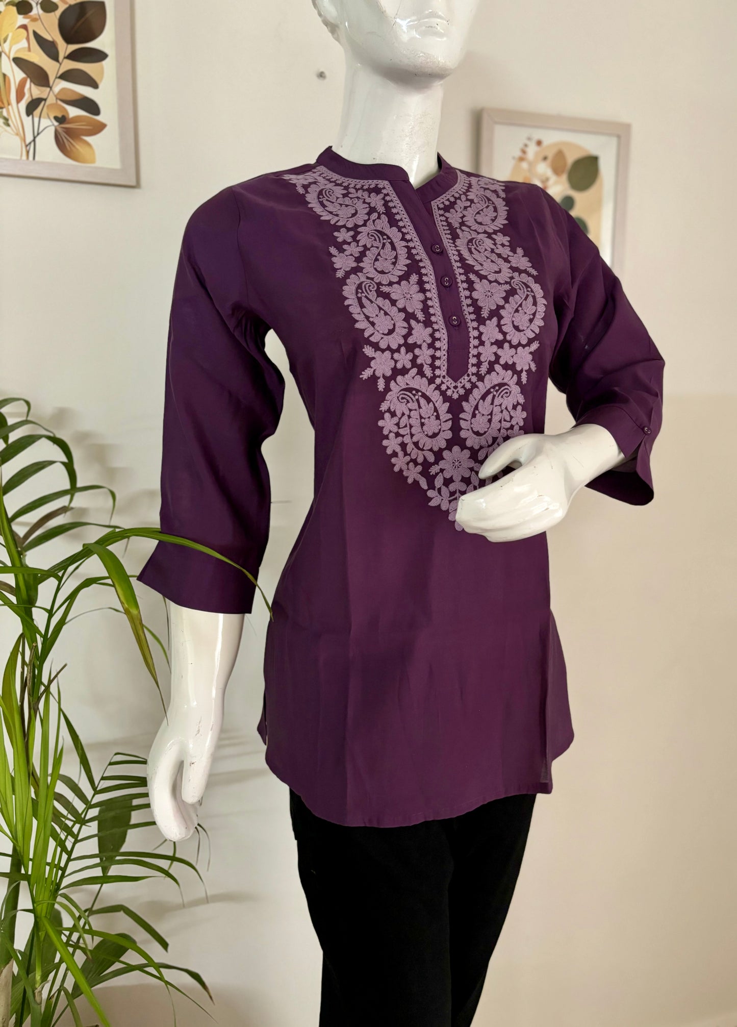 Purple Reign: Silk Short Kurti