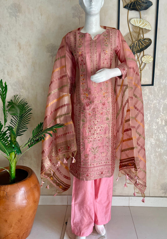 Blush Pink – Kashmiri Jamdani Kurta Set