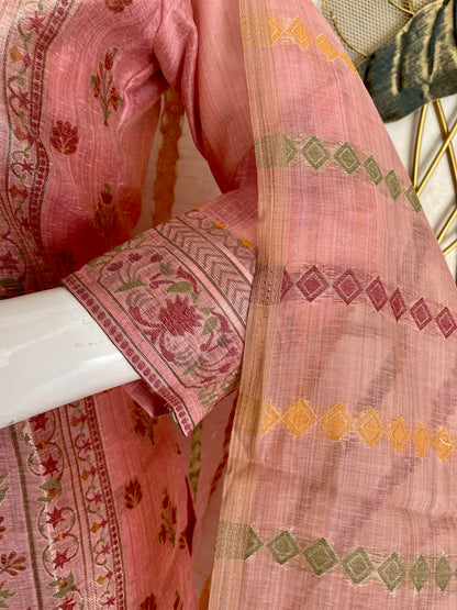 Blush Pink – Kashmiri Jamdani Kurta Set