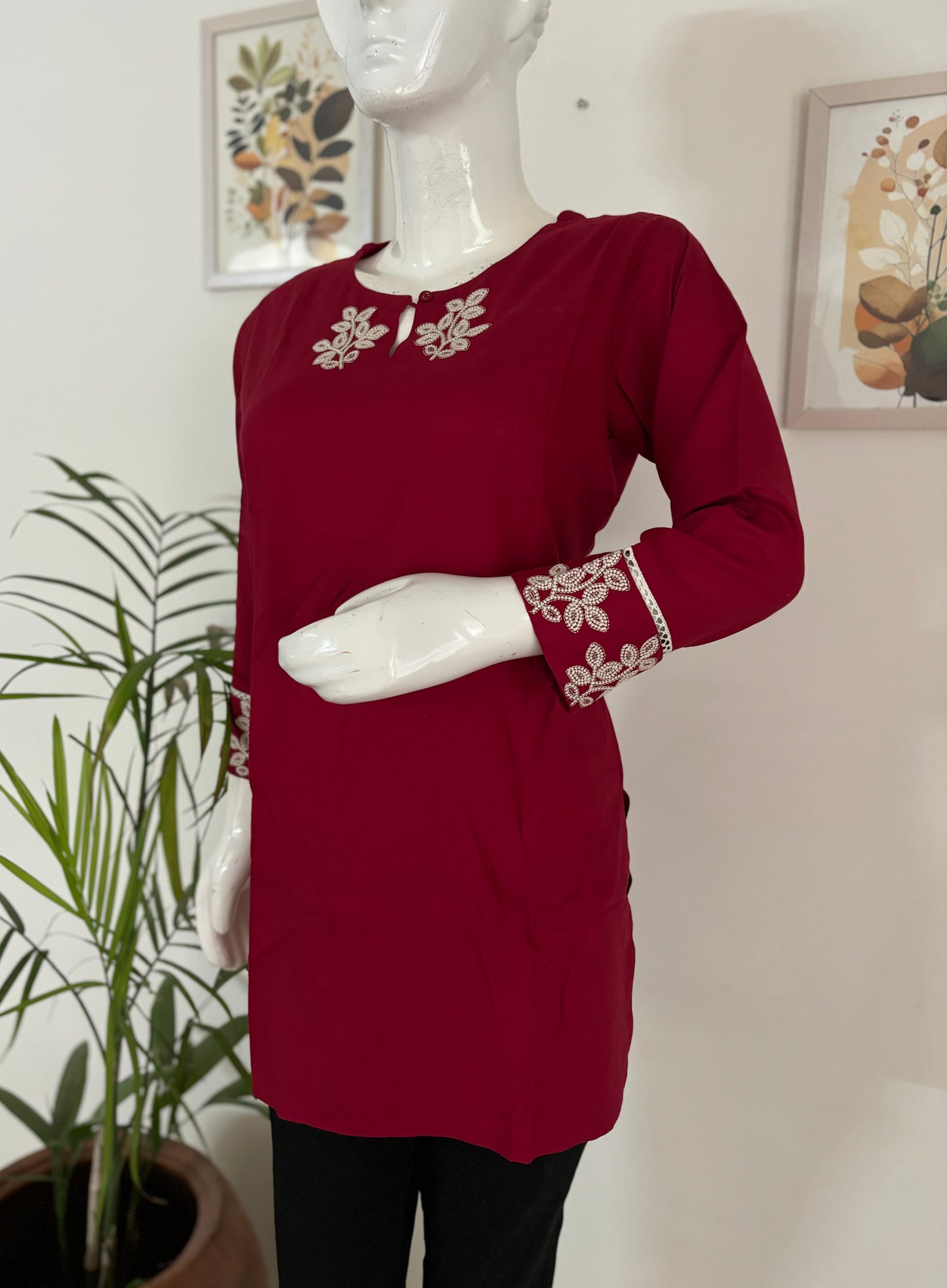 Mehroon Magic: Short Cotton Kurti