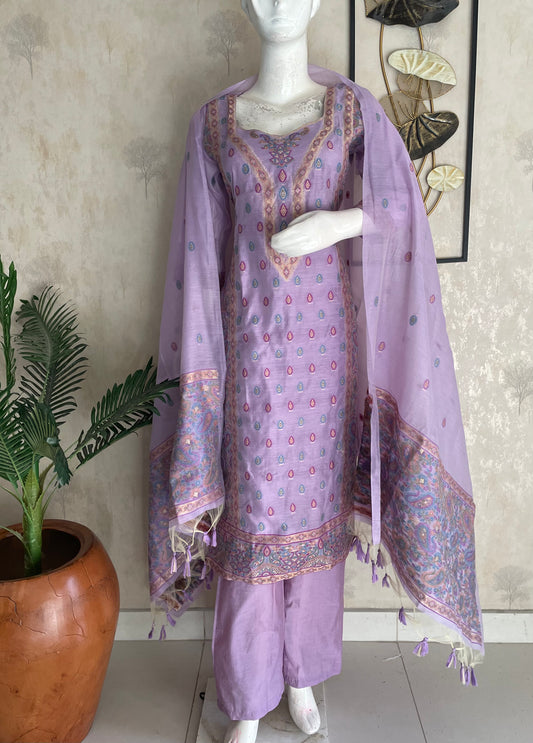 Lavender Grace – Moonga Cotton Jamdani Kurta Set