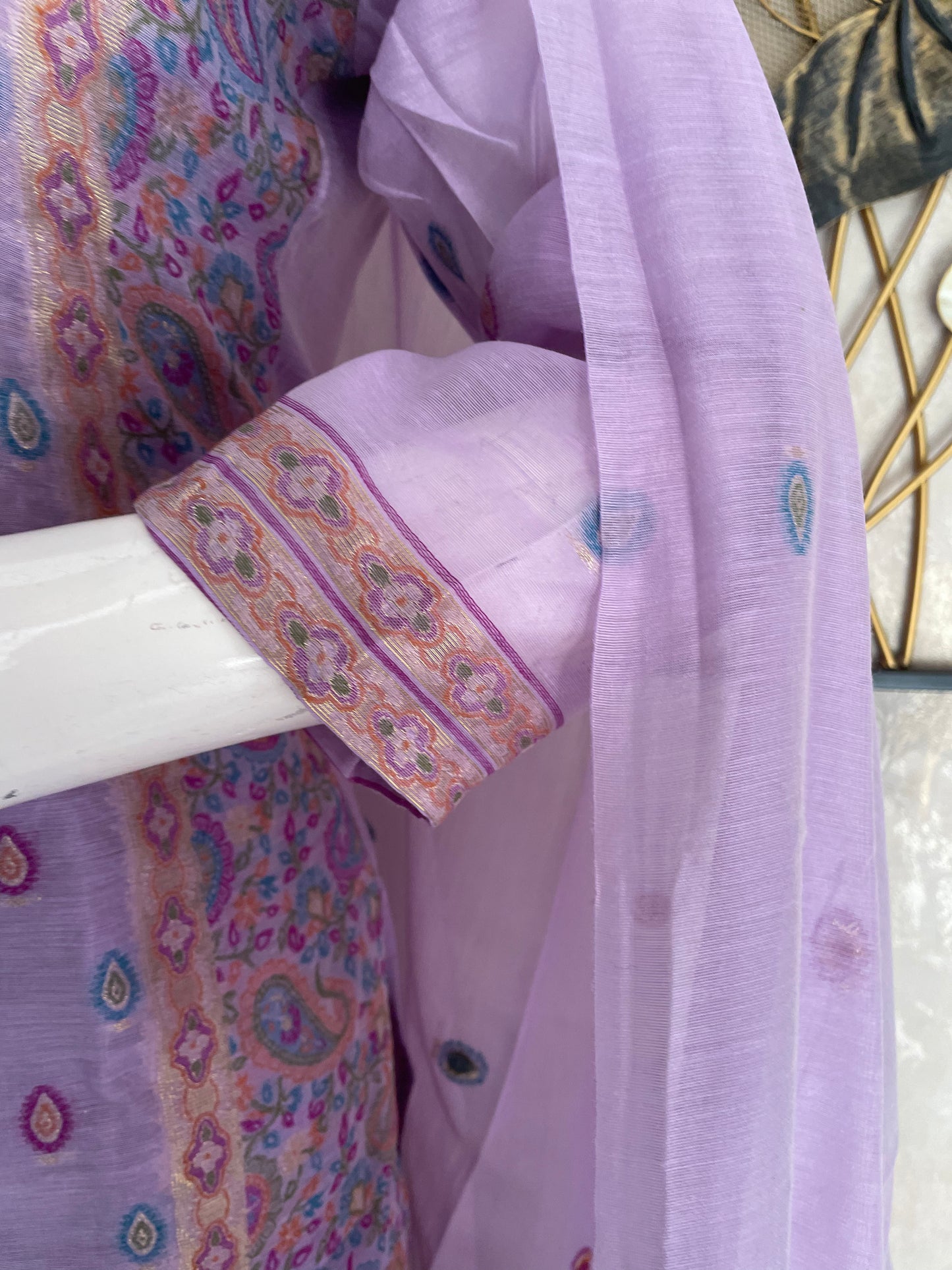 Lavender Grace – Moonga Cotton Jamdani Kurta Set