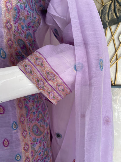 Lavender Grace – Moonga Cotton Jamdani Kurta Set