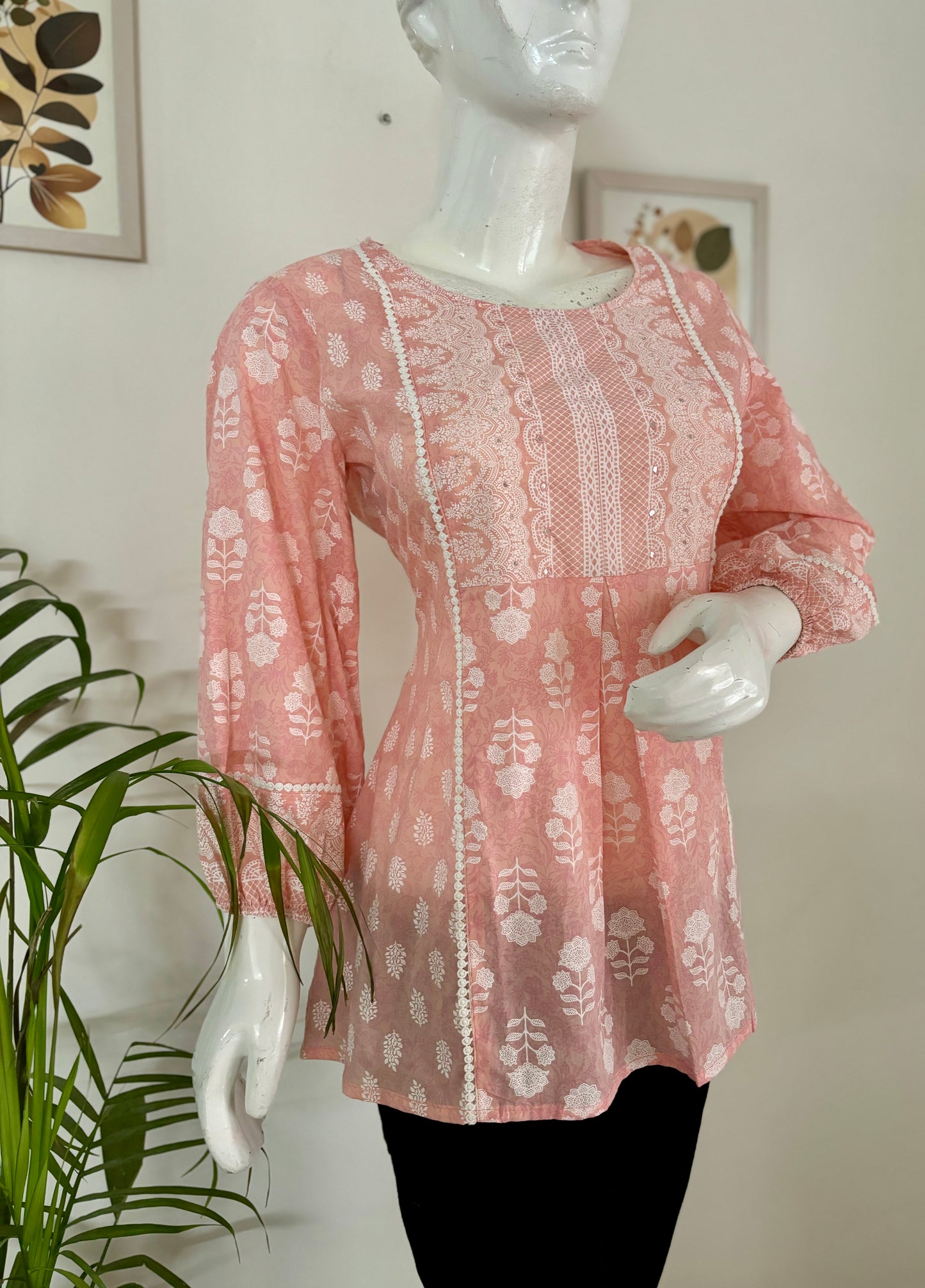 Baby Pink Bliss: Cotton Short Kurti