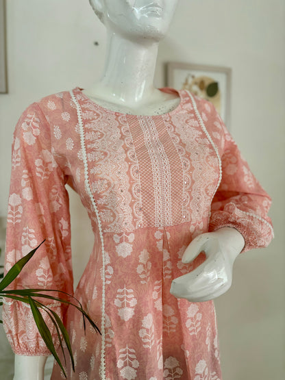 Baby Pink Bliss: Cotton Short Kurti