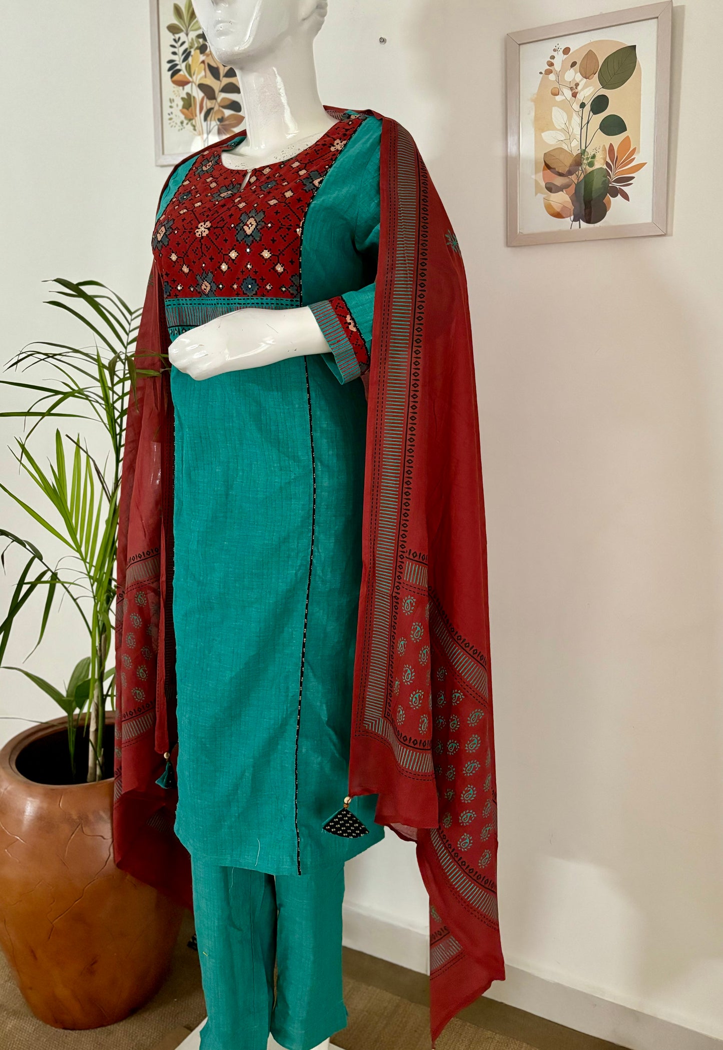 Rama Green Rhapsody: Handloom Cotton Kurta Set