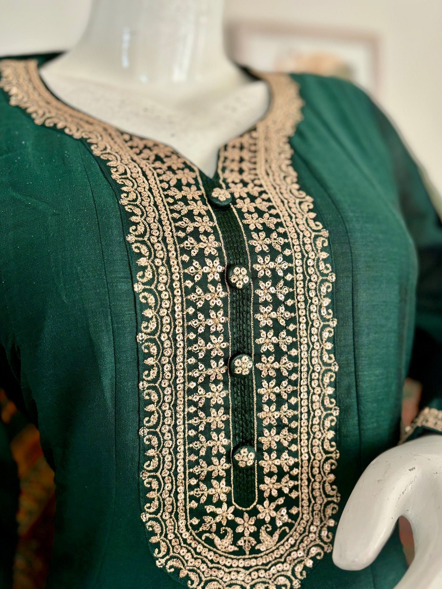 Bottle Green Anarkali Kurta Set