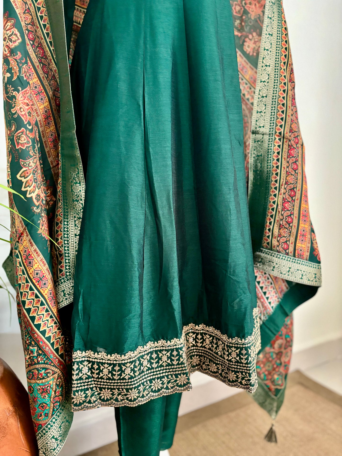 Bottle Green Anarkali Kurta Set